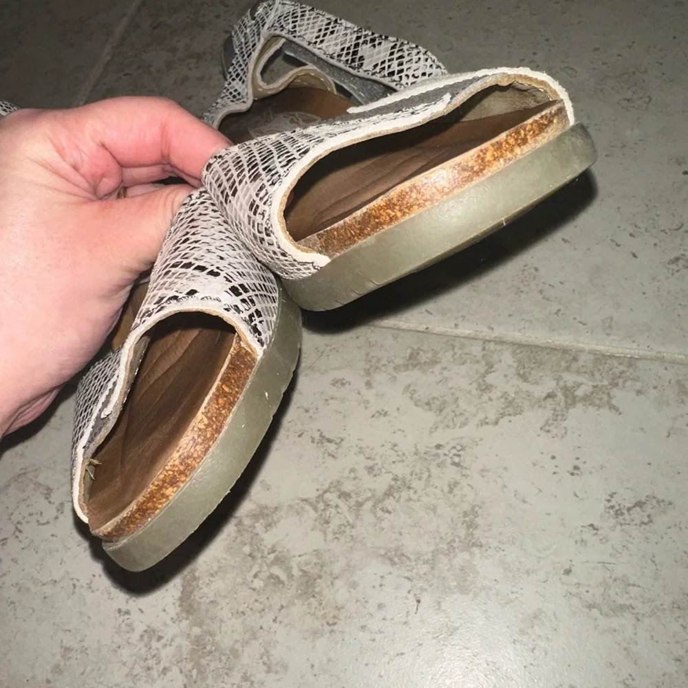 Fly London Snake Print Leather Wedge Sandals Comfort Platform EU‎ 41 US 10